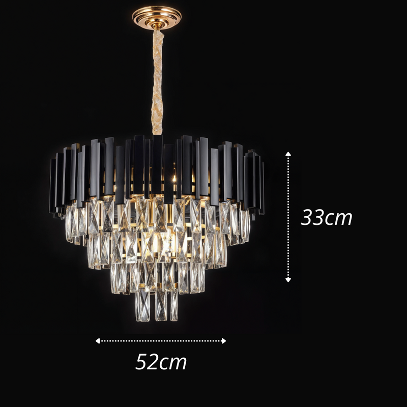 Lustre de Cristal - Vana Gold Preto Médio