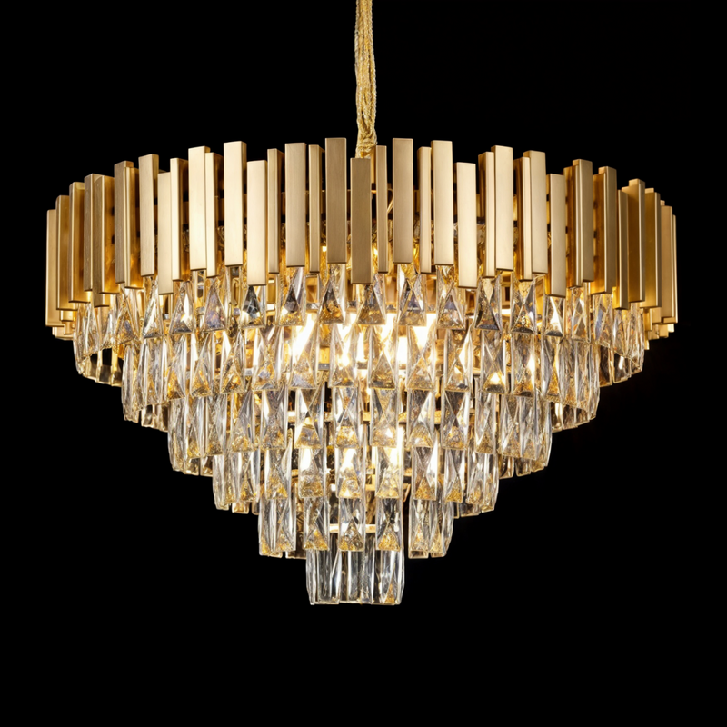 Lustre de Cristal Vana Gold Dourado 72x43cm