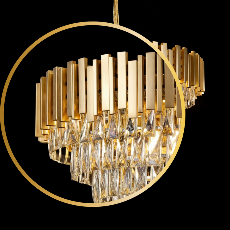 Lustre de Cristal Vana Gold Dourado 72x43cm