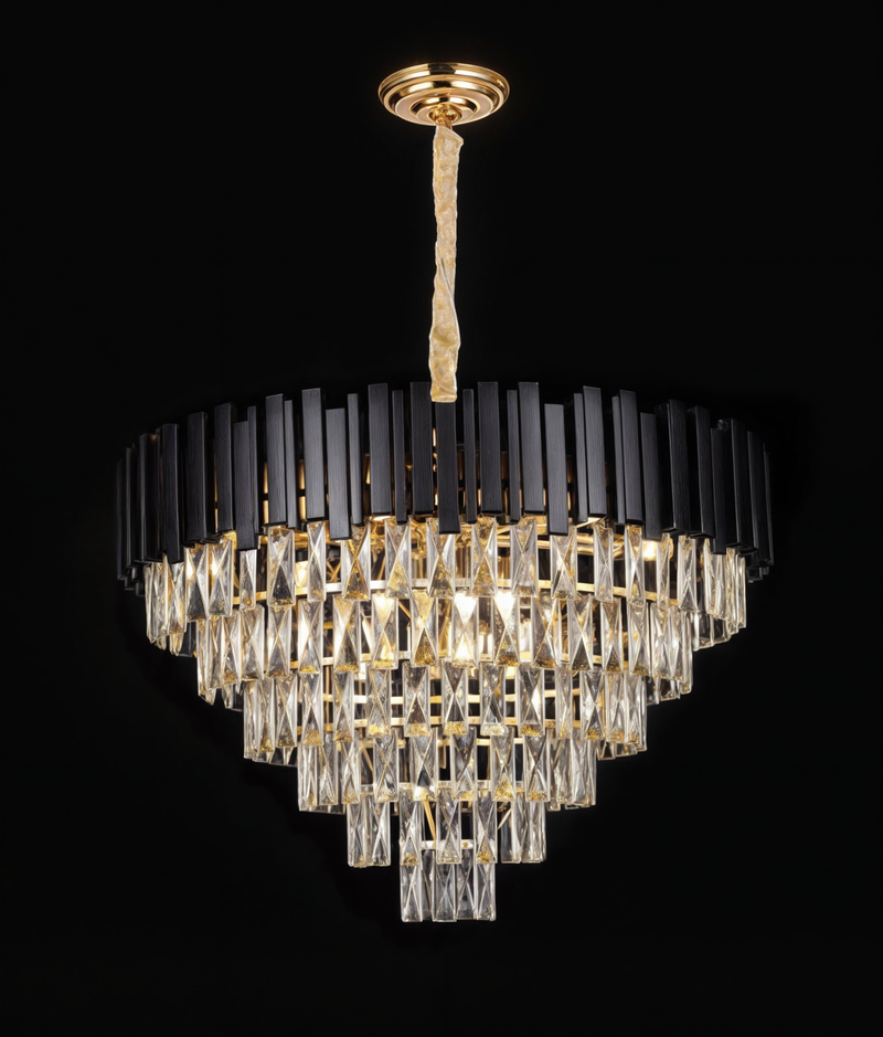 Lustre de Cristal Preto - Vana Gold
