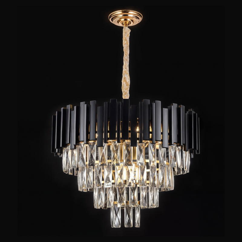 Lustre de Cristal - Vana Gold Preto Médio