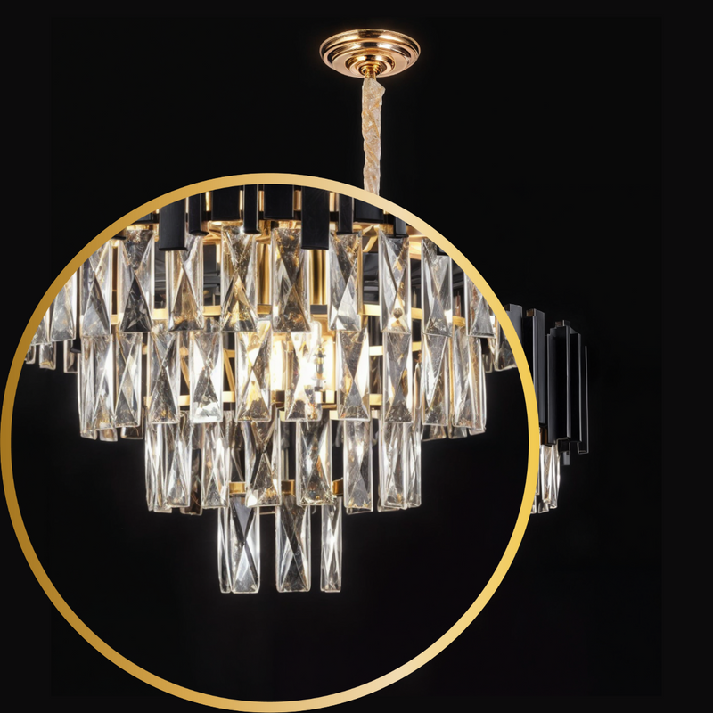 Lustre de Cristal - Vana Gold Preto Médio