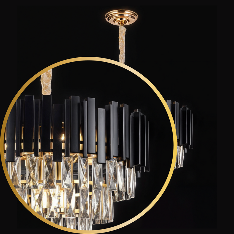 Lustre de Cristal - Vana Gold Preto Médio