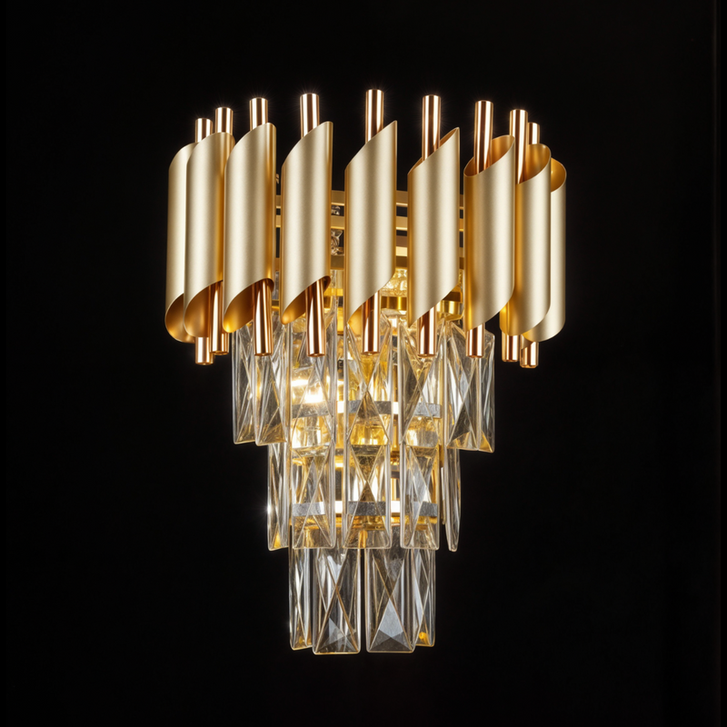 Arandela de Cristal Lustre Dourada