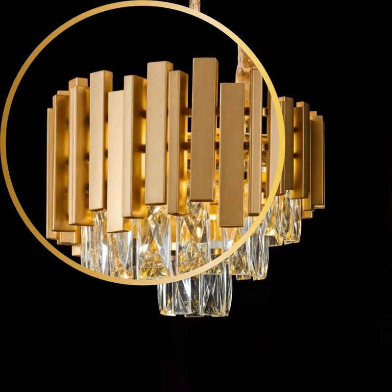 Lustre Pendente de Cristal Pequeno Dourado