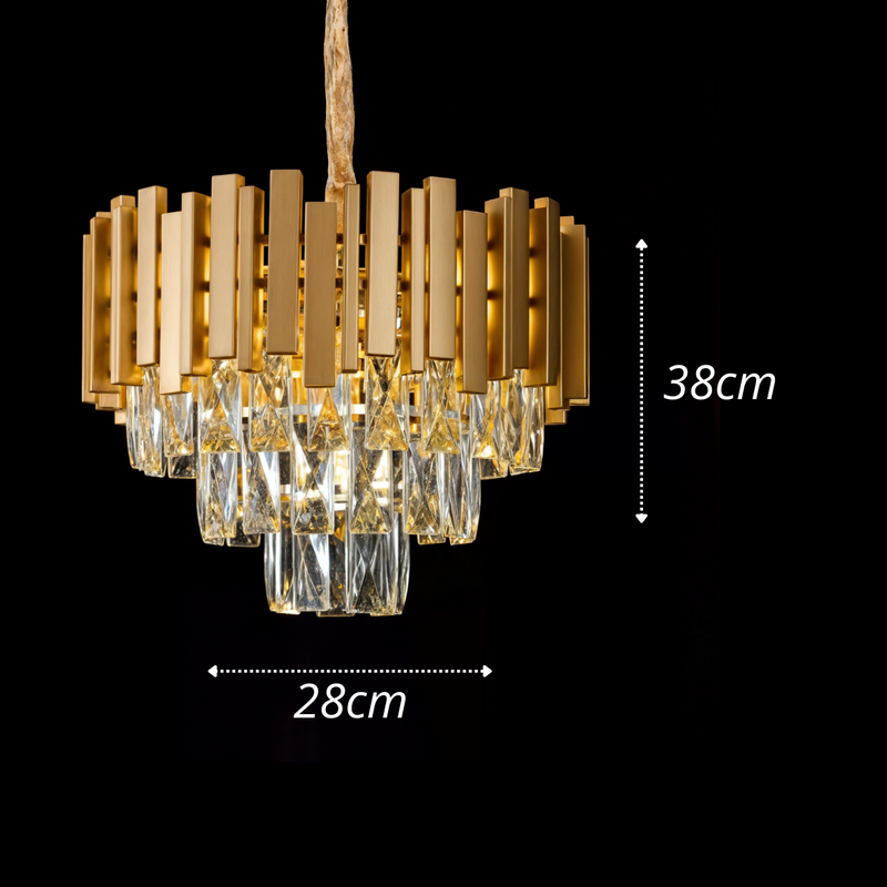 Lustre Pendente de Cristal Pequeno Dourado