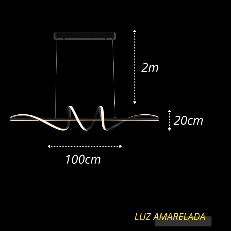 Pendente Led Espiral Preta