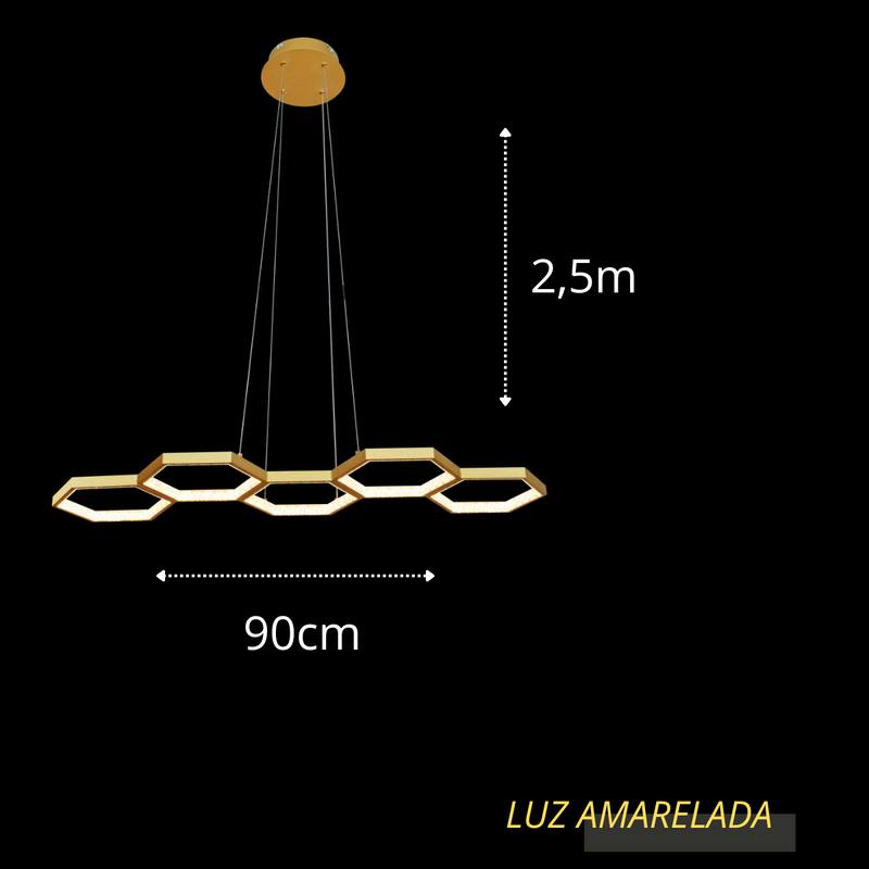 Pendente Led Dourado Espiral